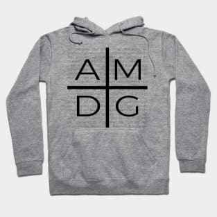 Ad Majorem Dei Gloriam Jesuit Cross with text black Hoodie